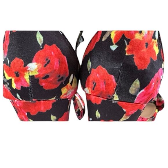 Just Fab Platform Floral Open Toe Heels Size 8 Women’s Red Rose Flower - Picture 3 of 11